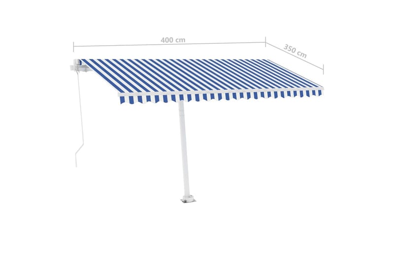 Frittstående manuell uttrekkbar markise 400x350 cm blå/hvit - Blå - Hagemøbler - Solbeskyttelse - Markiser - Balkongmarkise