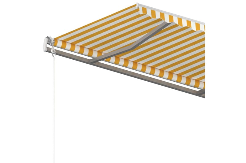 Frittstående manuell uttrekkbar markise 400x350 cm gul/hvit - Gul - Hagemøbler - Solbeskyttelse - Markiser - Balkongmarkise
