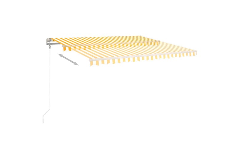 Frittstående manuell uttrekkbar markise 400x350 cm gul/hvit - Gul - Hagemøbler - Solbeskyttelse - Markiser - Balkongmarkise