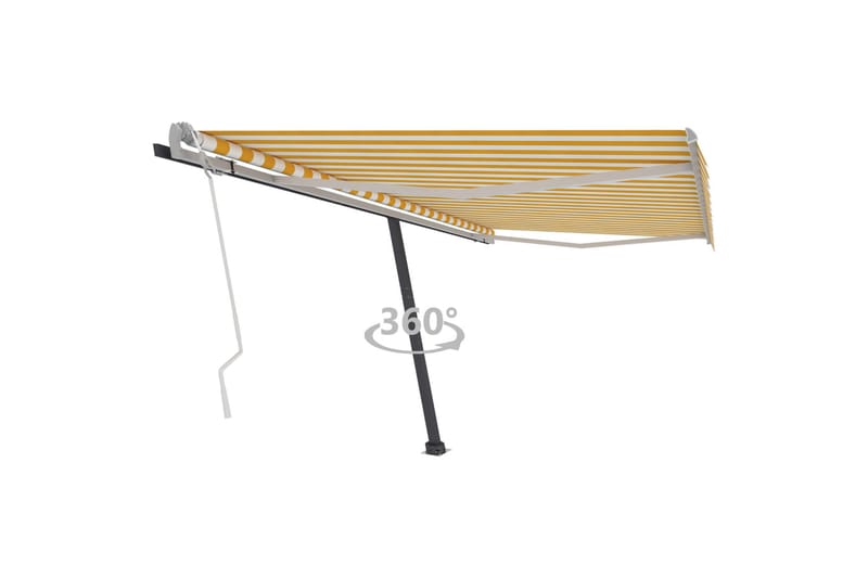 Frittstående manuell uttrekkbar markise 400x350 cm gul/hvit - Gul - Hagemøbler - Solbeskyttelse - Markiser - Balkongmarkise