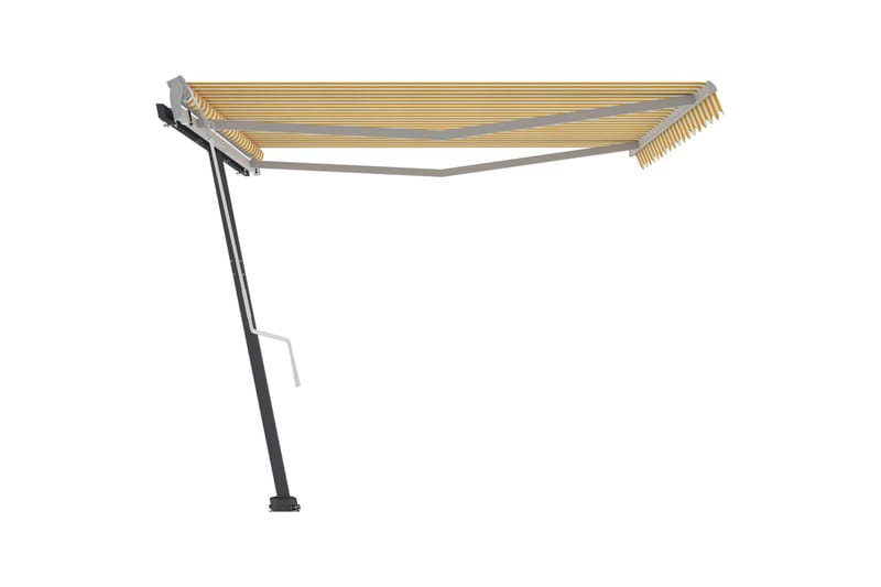 Frittstående manuell uttrekkbar markise 400x350 cm gul/hvit - Gul - Hagemøbler - Solbeskyttelse - Markiser - Balkongmarkise