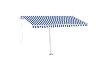 Frittstående manuell uttrekkbar markise 450x300 cm blå/hvit - Blå - Hagemøbler - Solbeskyttelse - Markiser - Balkongmarkise