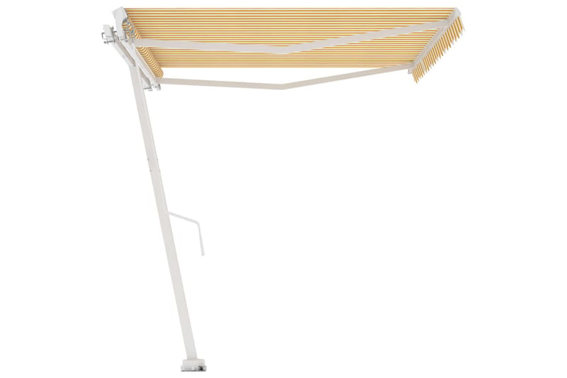 Frittstående manuell uttrekkbar markise 450x300 cm gul/hvit - Gul - Hagemøbler - Solbeskyttelse - Markiser - Balkongmarkise