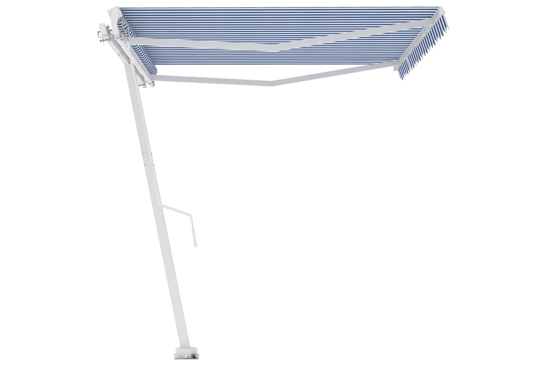 Frittstående manuell uttrekkbar markise 450x350 cm blå/hvit - Blå - Hagemøbler - Solbeskyttelse - Markiser - Balkongmarkise