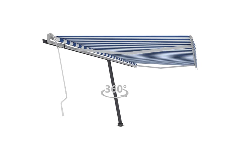 Frittstående manuell uttrekkbar markise 450x350 cm blå/hvit - Blå - Hagemøbler - Solbeskyttelse - Markiser - Balkongmarkise