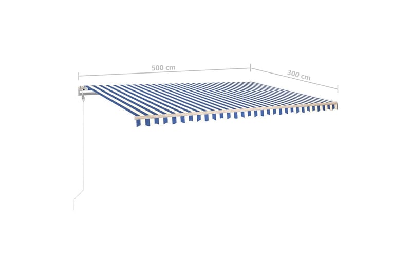 Frittstående manuell uttrekkbar markise 500x300 cm blå/hvit - Blå - Hagemøbler - Solbeskyttelse - Markiser - Balkongmarkise