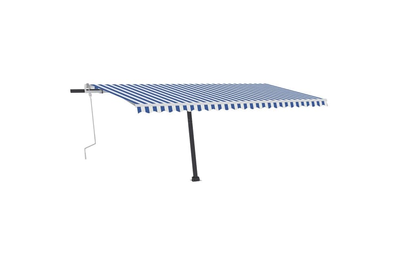 Frittstående manuell uttrekkbar markise 500x300 cm blå/hvit - Blå - Hagemøbler - Solbeskyttelse - Markiser - Balkongmarkise