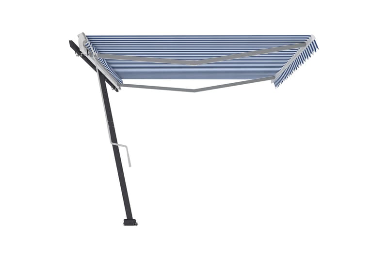 Frittstående manuell uttrekkbar markise 500x300 cm blå/hvit - Blå - Hagemøbler - Solbeskyttelse - Markiser - Balkongmarkise