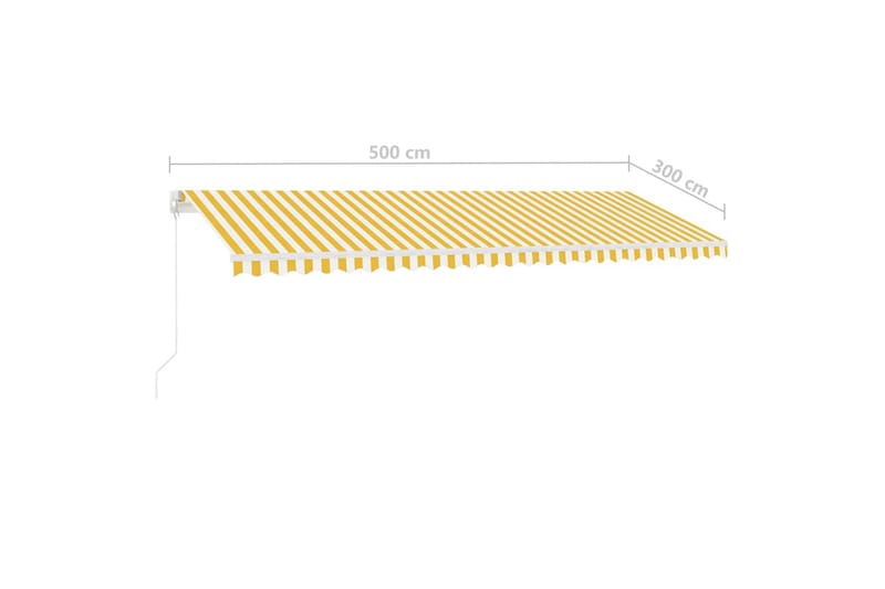 Frittstående manuell uttrekkbar markise 500x300 cm - Gul - Balkongmarkise - Markiser - Terrassemarkise