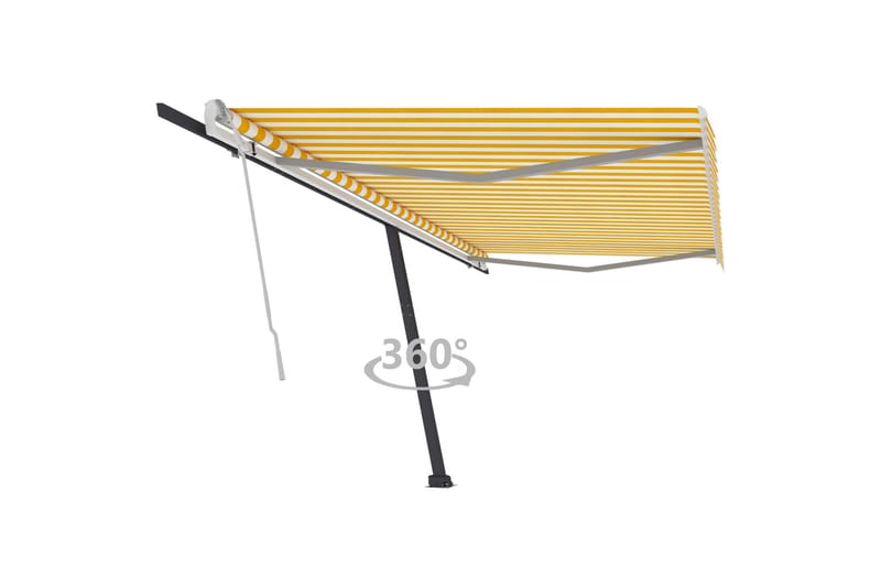 Frittstående manuell uttrekkbar markise 500x300 cm gul/hvit - Gul - Hagemøbler - Solbeskyttelse - Markiser - Balkongmarkise