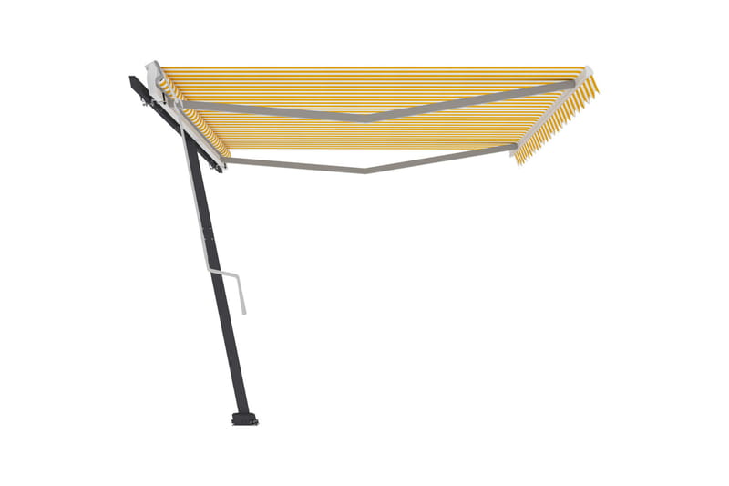Frittstående manuell uttrekkbar markise 500x300 cm gul/hvit - Gul - Hagemøbler - Solbeskyttelse - Markiser - Balkongmarkise