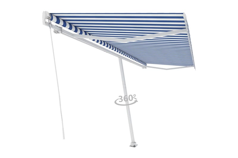 Frittstående manuell uttrekkbar markise 500x350 cm blå/hvit - Blå - Hagemøbler - Solbeskyttelse - Markiser - Balkongmarkise