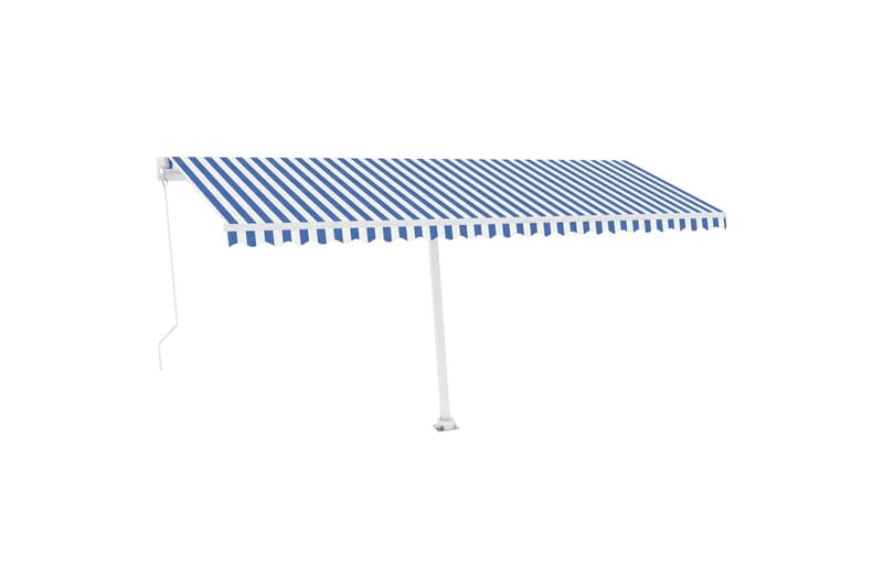 Frittstående manuell uttrekkbar markise 500x350 cm blå/hvit - Blå - Hagemøbler - Solbeskyttelse - Markiser - Balkongmarkise