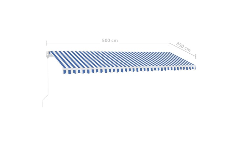 Frittstående manuell uttrekkbar markise 500x350 cm blå/hvit - Blå - Hagemøbler - Solbeskyttelse - Markiser - Balkongmarkise