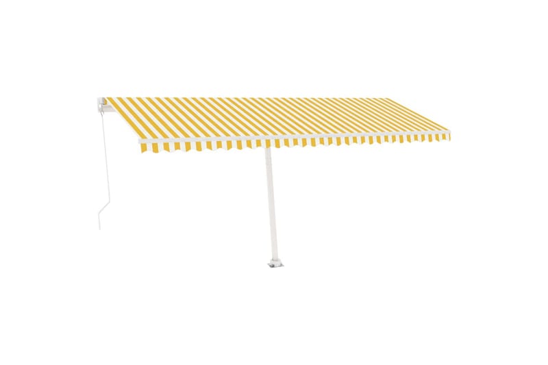 Frittstående manuell uttrekkbar markise 500x350 cm gul/hvit - Gul - Hagemøbler - Solbeskyttelse - Markiser - Balkongmarkise