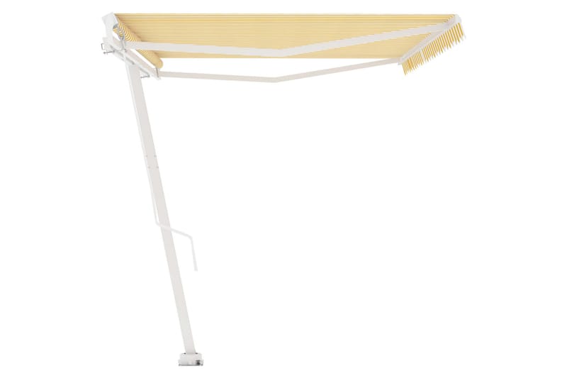 Frittstående manuell uttrekkbar markise 500x350 cm gul/hvit - Gul - Hagemøbler - Solbeskyttelse - Markiser - Balkongmarkise