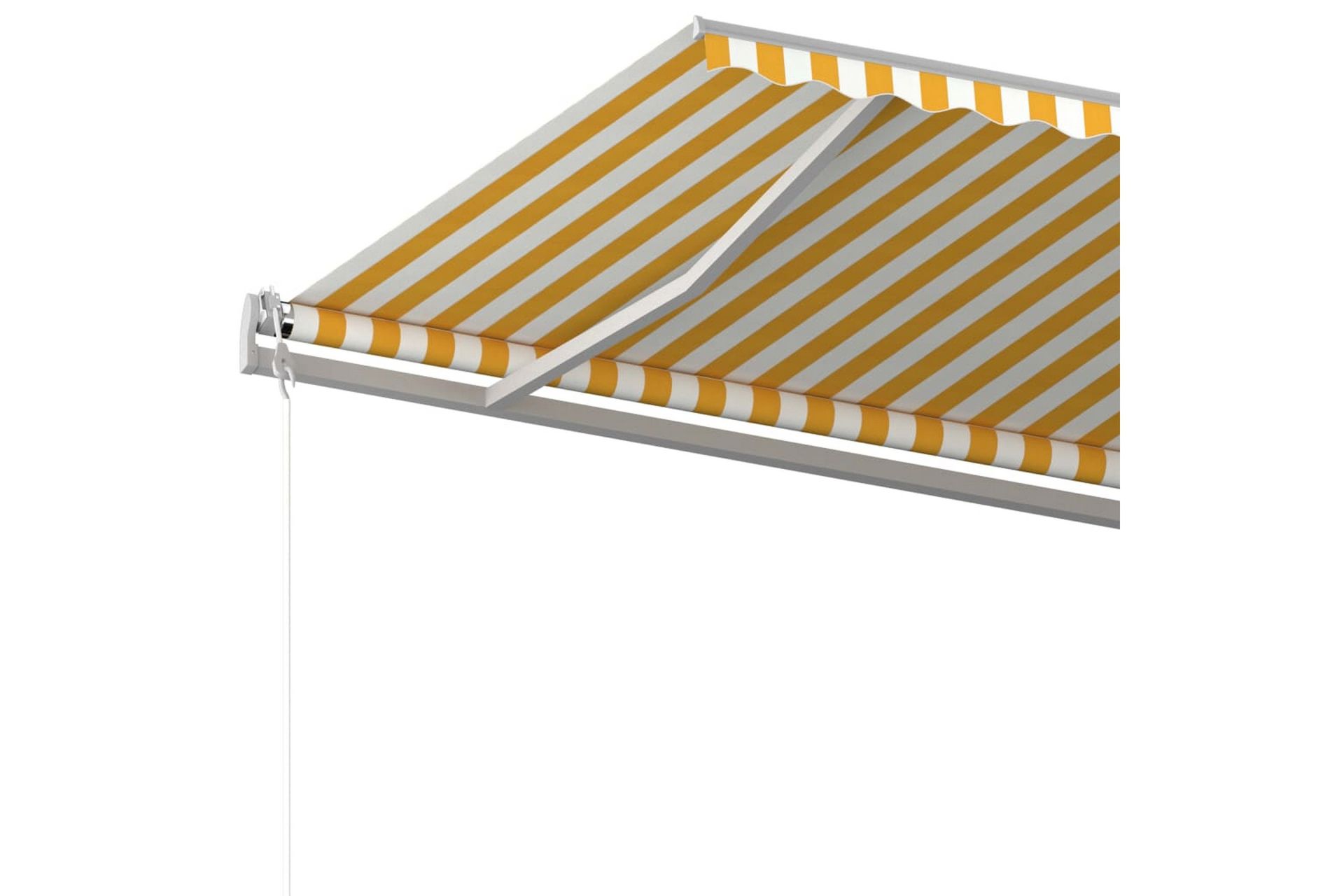 Frittstående manuell uttrekkbar markise 600x300 cm gul/hvit - Gul - Hagemøbler - Solbeskyttelse - Markiser - Balkongmarkise