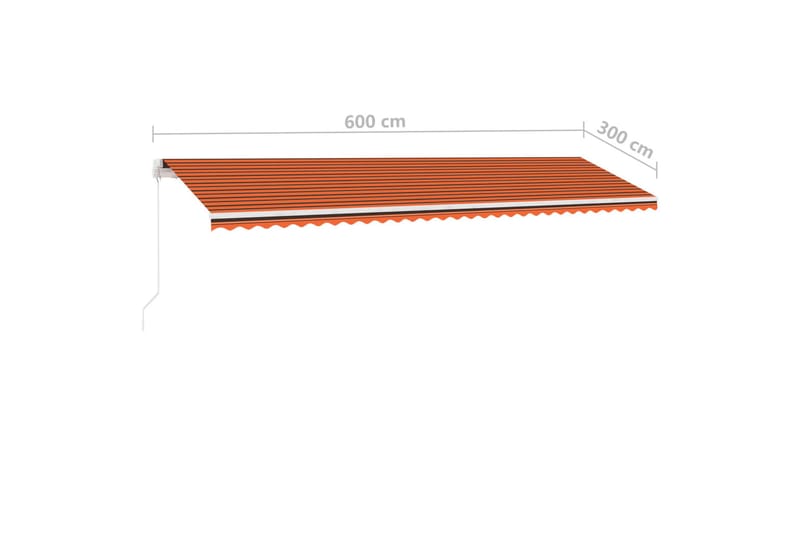 Frittstående manuell uttrekkbar markise 600x300 cm - Oransj - Balkongmarkise - Markiser - Terrassemarkise