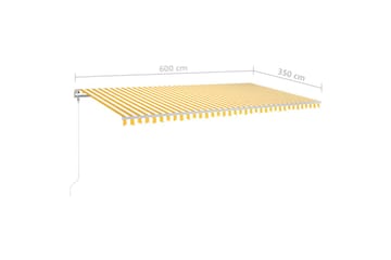 Frittstående manuell uttrekkbar markise 600x350 cm gul/hvit - Gul - Hagemøbler - Solbeskyttelse - Markiser - Balkongmarkise