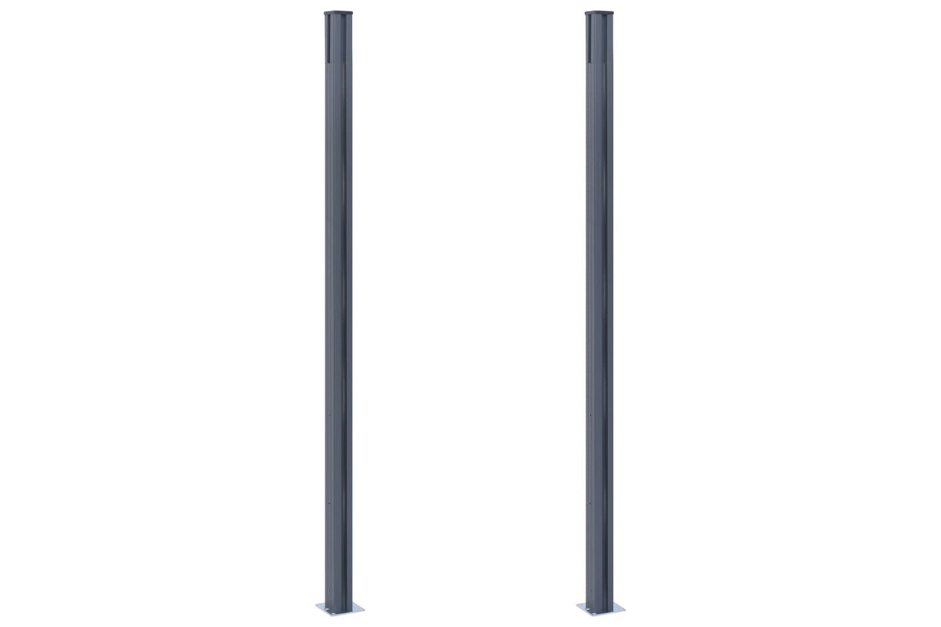 Gjerdestolper 2 stk mørkegrå 185 cm aluminium - Hagemøbler - Solbeskyttelse - Markiser - Balkongmarkise