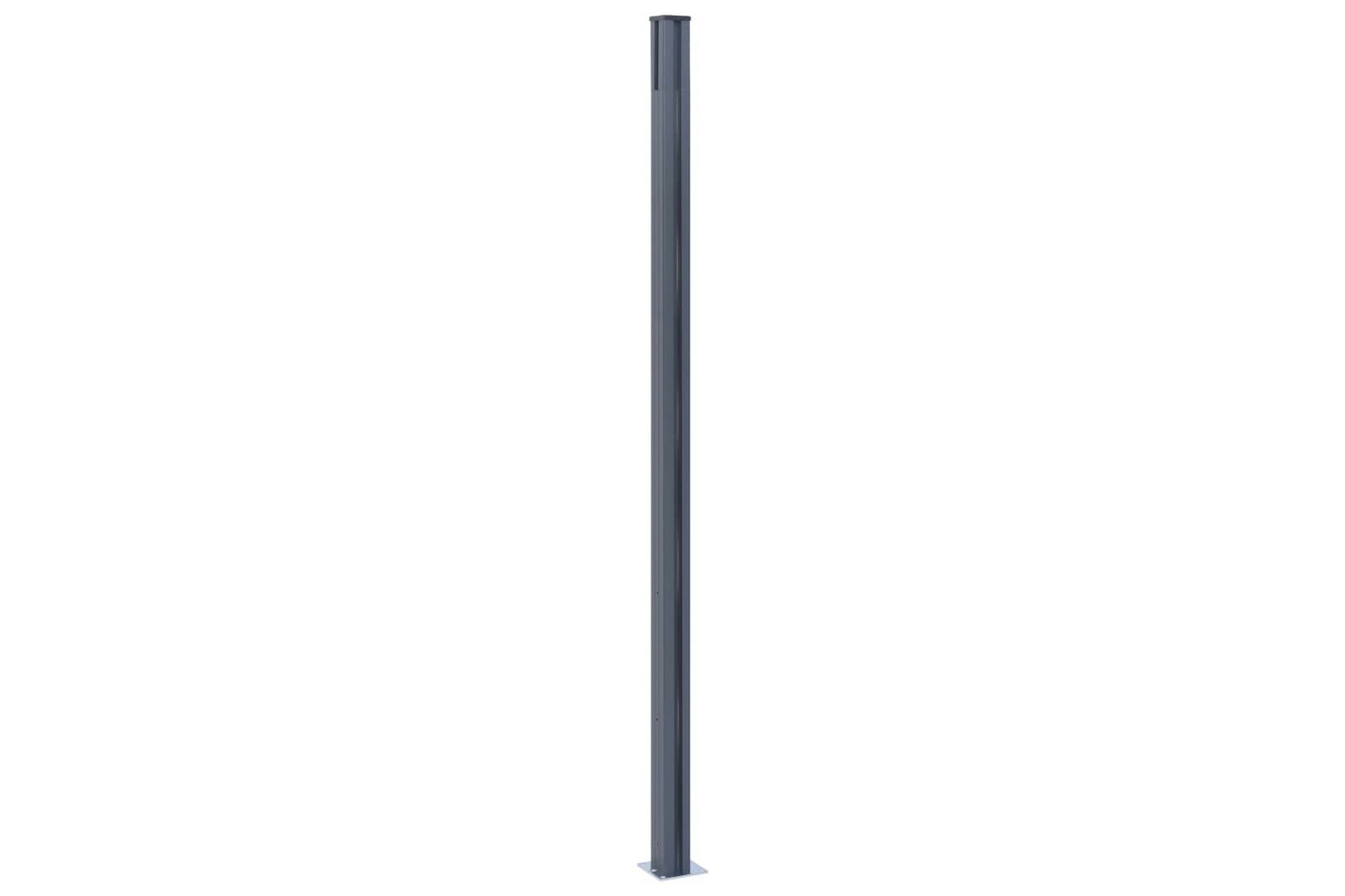 Gjerdestolper 2 stk mørkegrå 185 cm aluminium - Hagemøbler - Solbeskyttelse - Markiser - Balkongmarkise