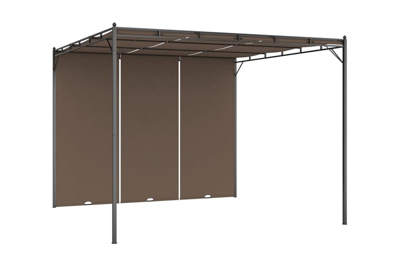 Hagepaviljong med sidegardin 3x3x2,25 m gråbrun - Taupe - Hagemøbler - Solbeskyttelse - Markiser - Balkongmarkise