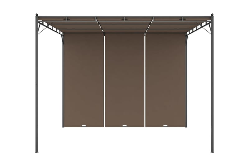 Hagepaviljong med sidegardin 3x3x2,25 m gråbrun - Taupe - Hagemøbler - Solbeskyttelse - Markiser - Balkongmarkise