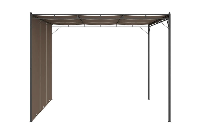 Hagepaviljong med sidegardin 3x3x2,25 m gråbrun - Taupe - Hagemøbler - Solbeskyttelse - Markiser - Balkongmarkise