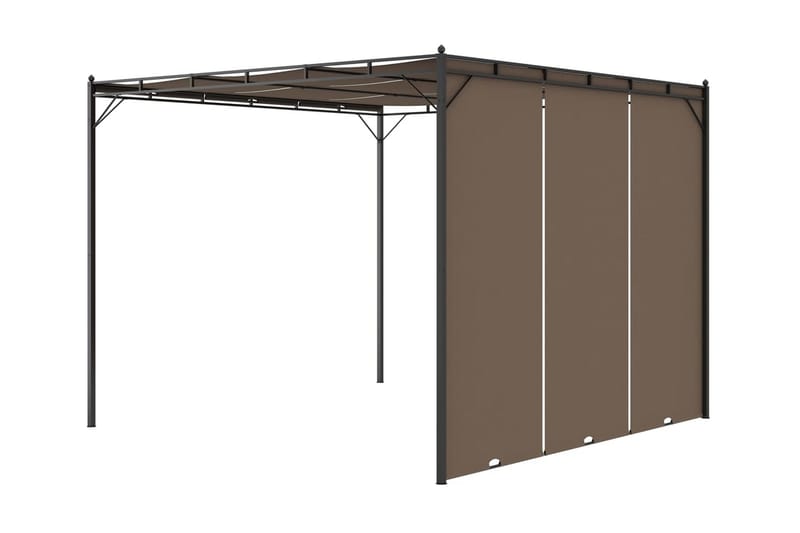Hagepaviljong med sidegardin 3x3x2,25 m gråbrun - Taupe - Hagemøbler - Solbeskyttelse - Markiser - Balkongmarkise