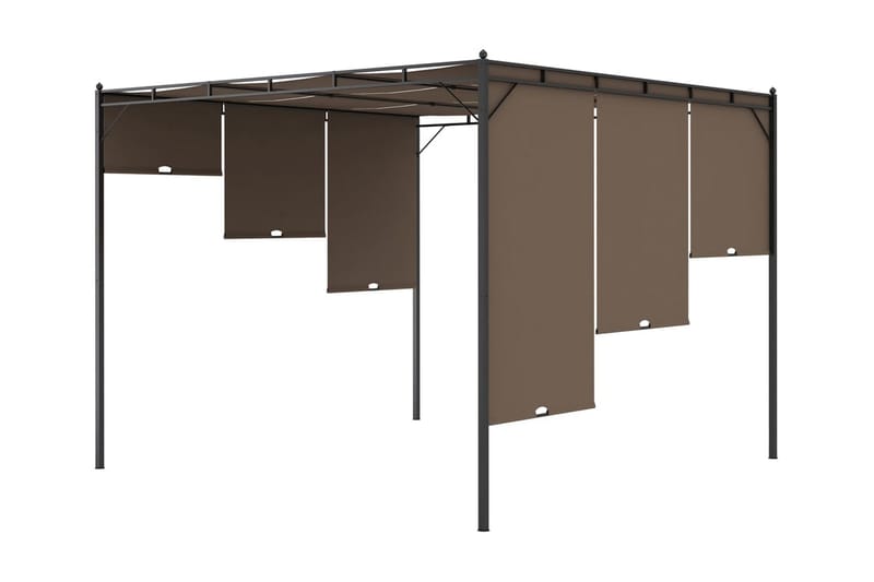 Hagepaviljong med sidegardin 3x3x2,25 m gråbrun - Taupe - Hagemøbler - Solbeskyttelse - Markiser - Balkongmarkise