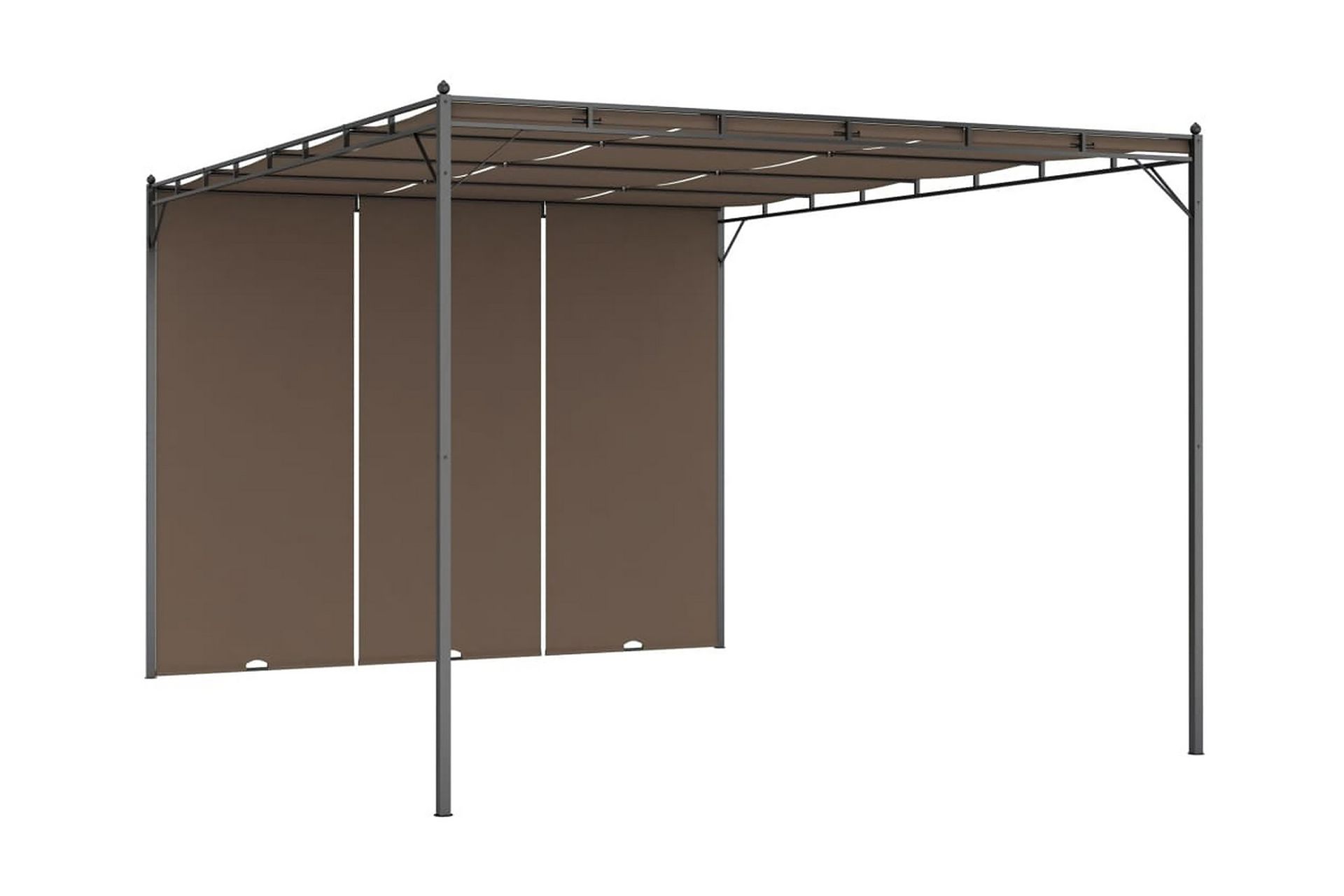 Hagepaviljong med sidegardin 4x3x2,25 m gråbrun - Taupe - Hagemøbler - Solbeskyttelse - Markiser - Balkongmarkise