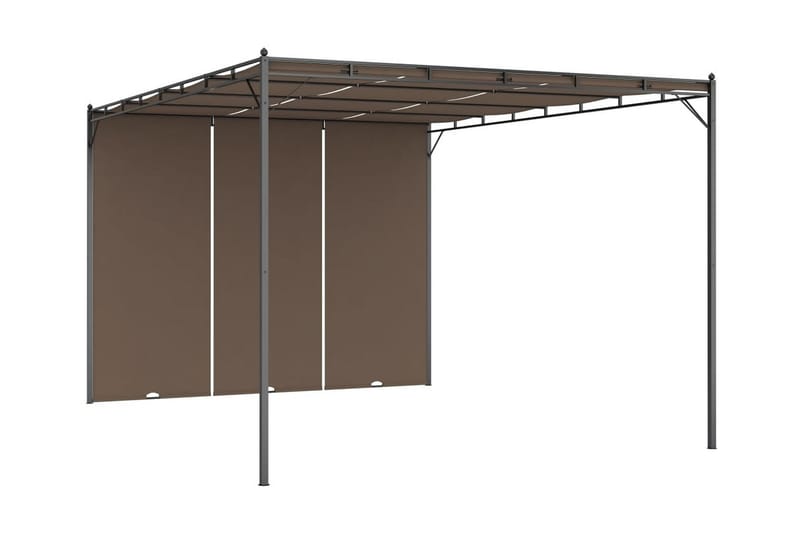 Hagepaviljong med sidegardin 4x3x2,25 m gråbrun - Taupe - Hagemøbler - Solbeskyttelse - Markiser - Balkongmarkise