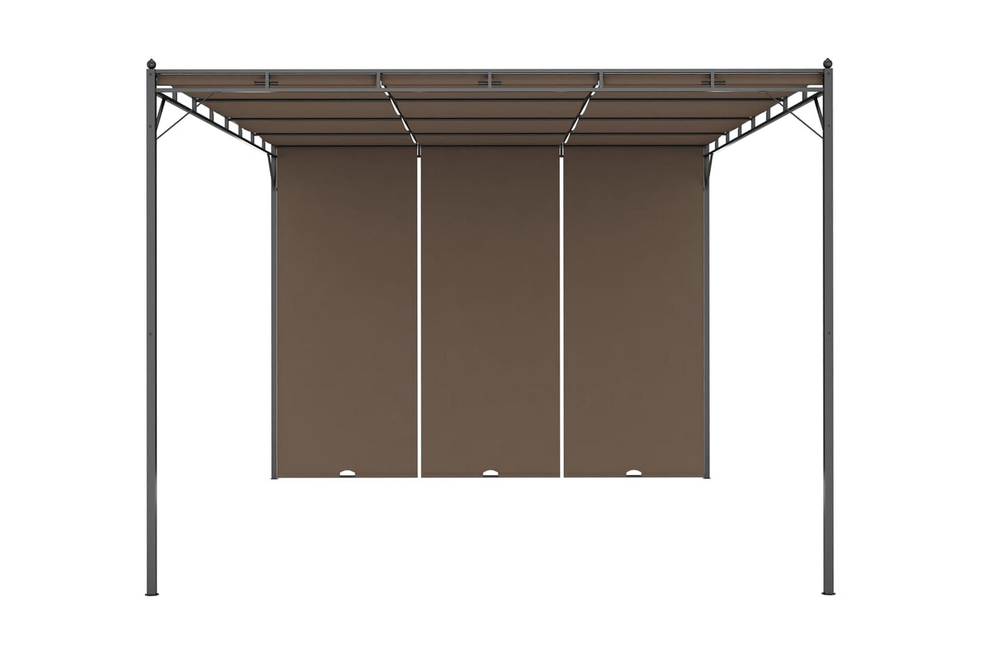 Hagepaviljong med sidegardin 4x3x2,25 m gråbrun - Taupe - Hagemøbler - Solbeskyttelse - Markiser - Balkongmarkise