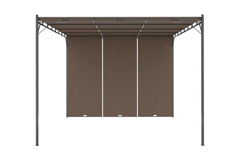 Hagepaviljong med sidegardin 4x3x2,25 m gråbrun - Taupe - Hagemøbler - Solbeskyttelse - Markiser - Balkongmarkise