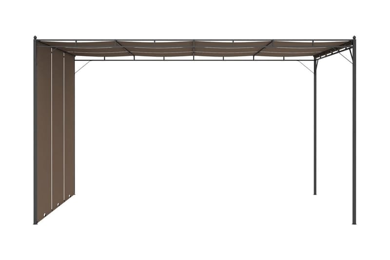 Hagepaviljong med sidegardin 4x3x2,25 m gråbrun - Taupe - Hagemøbler - Solbeskyttelse - Markiser - Balkongmarkise