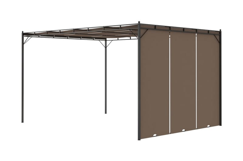 Hagepaviljong med sidegardin 4x3x2,25 m gråbrun - Taupe - Hagemøbler - Solbeskyttelse - Markiser - Balkongmarkise