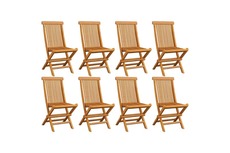 Klappstoler 8 stk heltre teak - Brun - Balkongmarkise - Markiser - Terrassemarkise