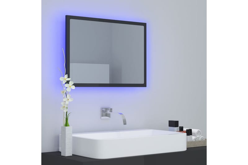LED Baderomsspeil 60x8,5x37 cm sponplate høyglans grå - Grå - Balkongmarkise - Markiser - Terrassemarkise