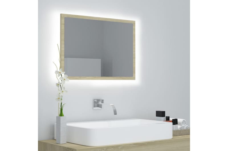 LED Baderomsspeil 60x8,5x37 cm sponplate sonoma eik - Brun - Hagemøbler - Solbeskyttelse - Markiser - Balkongmarkise