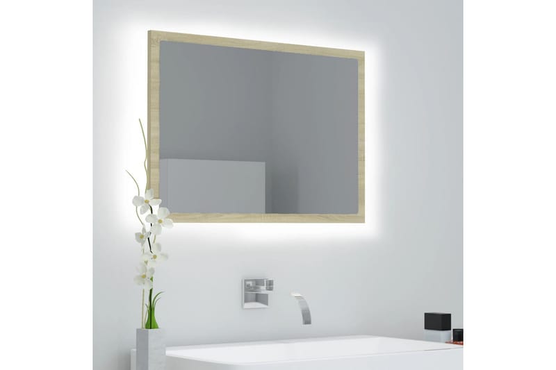 LED Baderomsspeil 60x8,5x37 cm sponplate sonoma eik - Brun - Hagemøbler - Solbeskyttelse - Markiser - Balkongmarkise