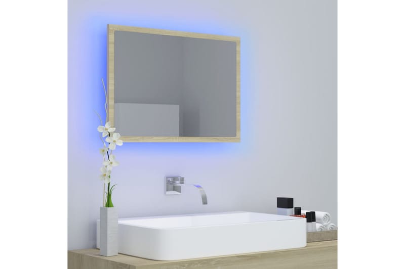 LED Baderomsspeil 60x8,5x37 cm sponplate sonoma eik - Brun - Hagemøbler - Solbeskyttelse - Markiser - Balkongmarkise