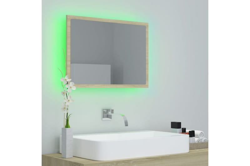 LED Baderomsspeil 60x8,5x37 cm sponplate sonoma eik - Brun - Hagemøbler - Solbeskyttelse - Markiser - Balkongmarkise