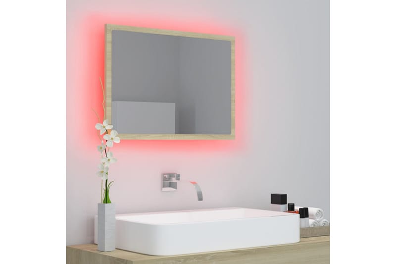 LED Baderomsspeil 60x8,5x37 cm sponplate sonoma eik - Brun - Hagemøbler - Solbeskyttelse - Markiser - Balkongmarkise