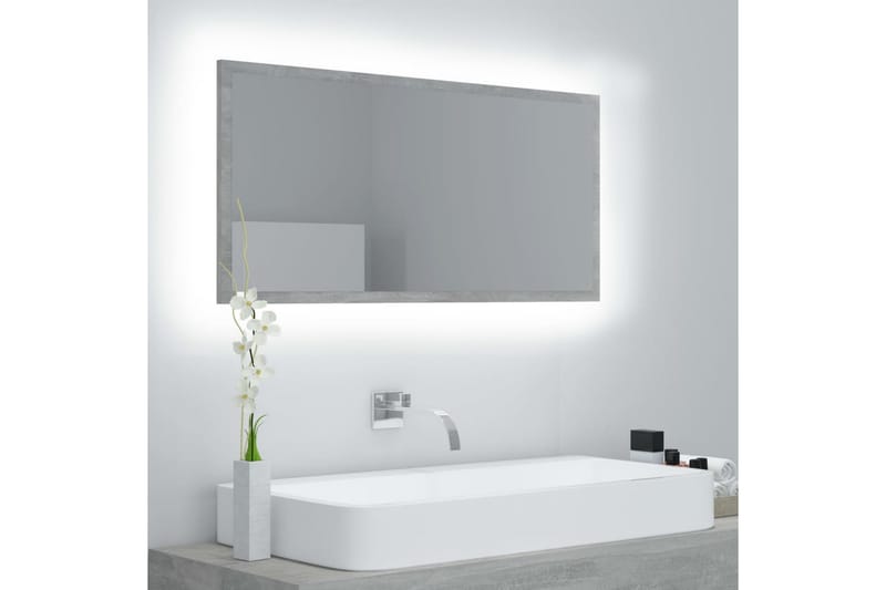 LED Baderomsspeil 90x8,5x37 cm sponplate betonggrå - Grå - Balkongmarkise - Markiser - Terrassemarkise