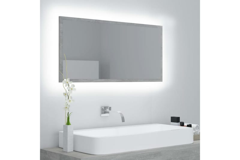 LED Baderomsspeil 90x8,5x37 cm sponplate betonggrå - Grå - Hagemøbler - Solbeskyttelse - Markiser - Balkongmarkise