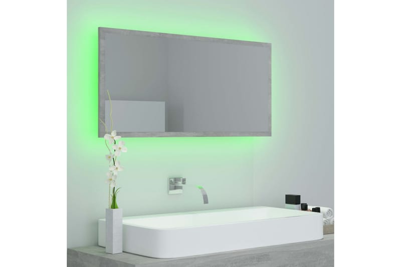 LED Baderomsspeil 90x8,5x37 cm sponplate betonggrå - Grå - Hagemøbler - Solbeskyttelse - Markiser - Balkongmarkise