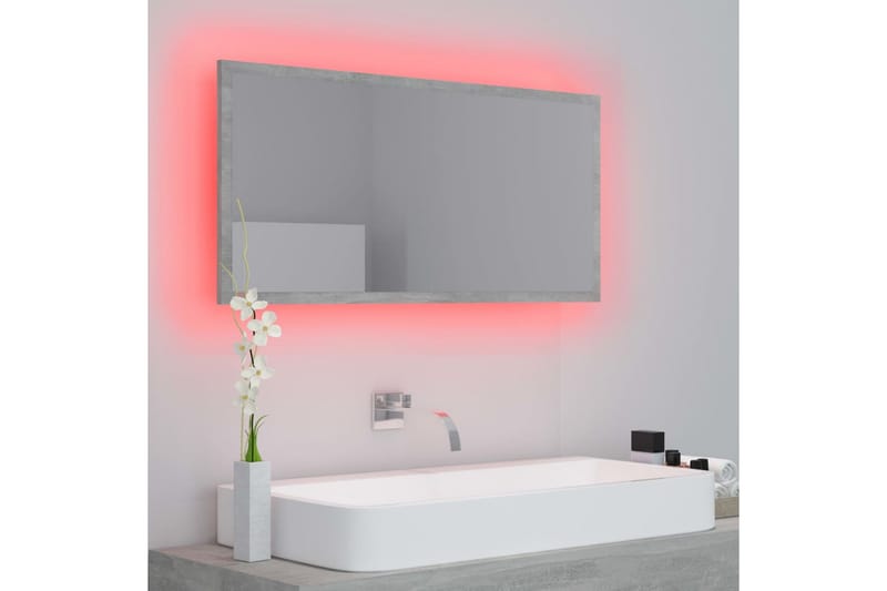 LED Baderomsspeil 90x8,5x37 cm sponplate betonggrå - Grå - Hagemøbler - Solbeskyttelse - Markiser - Balkongmarkise