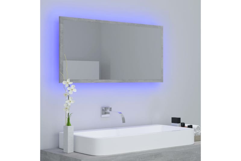 LED Baderomsspeil 90x8,5x37 cm sponplate betonggrå - Grå - Hagemøbler - Solbeskyttelse - Markiser - Balkongmarkise
