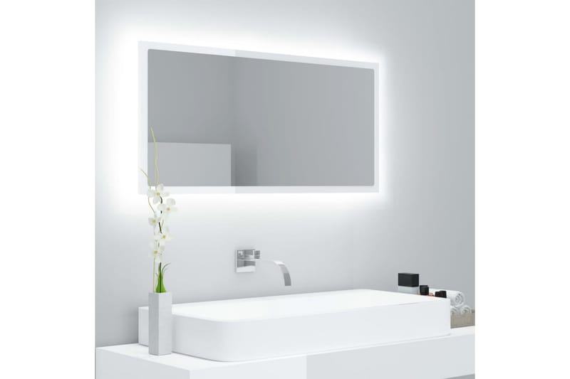 LED Baderomsspeil 90x8,5x37 cm sponplate høyglans hvit - Beige - Balkongmarkise - Markiser - Terrassemarkise