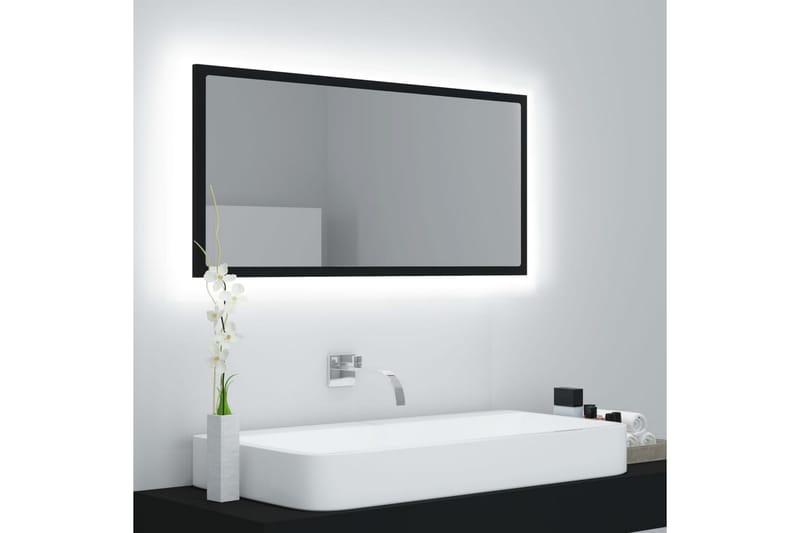 LED Baderomsspeil 90x8,5x37 cm sponplate svart - Svart - Hagemøbler - Solbeskyttelse - Markiser - Balkongmarkise